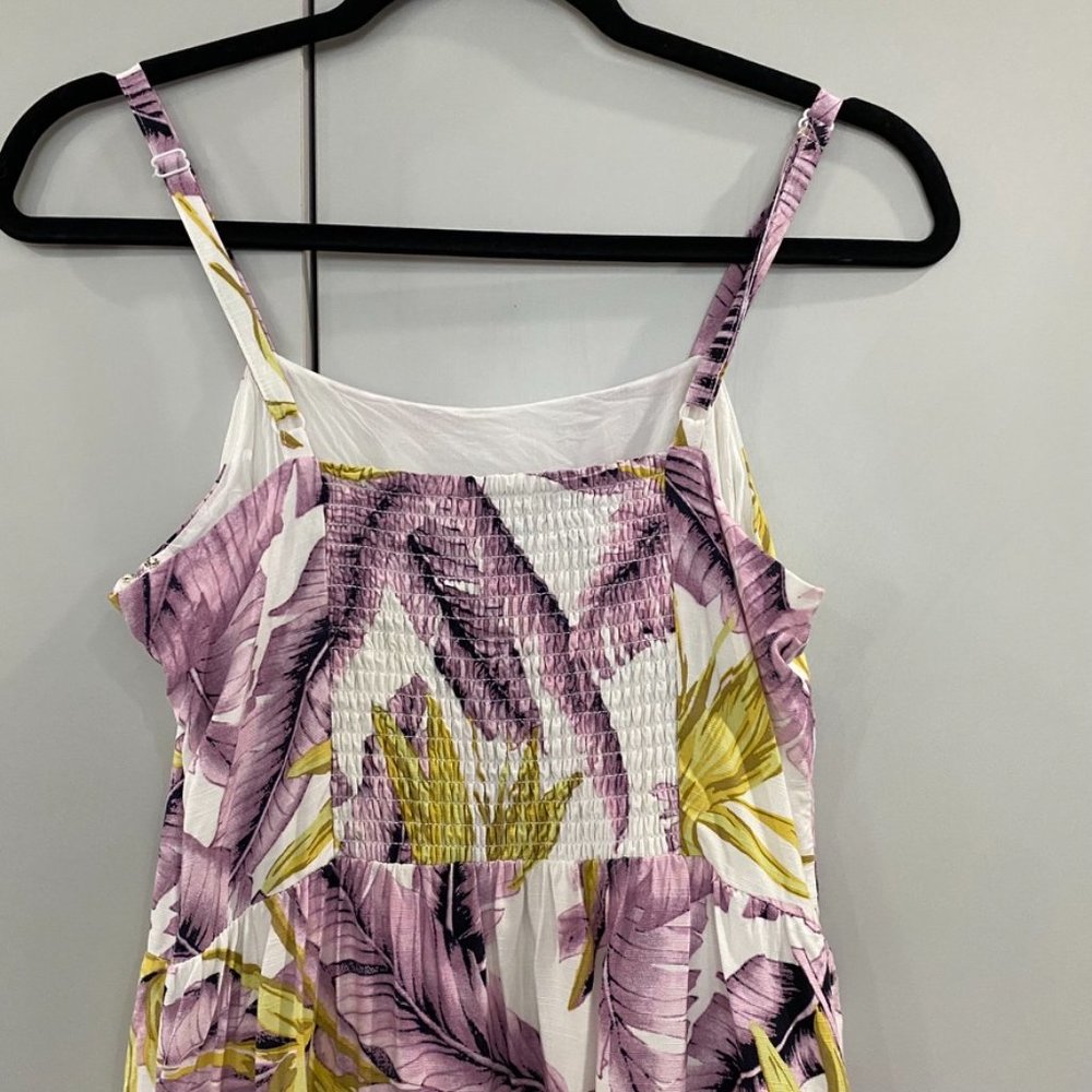 Loft Tropical Tiered Mini Dress Spaghetti Strap Purple White Size 2 - Picture 10 of 11